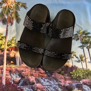 Black & Crystal Bling Flare FitFlops, Size 9 (Euro 41); fits like 9.5-10. Comfy!